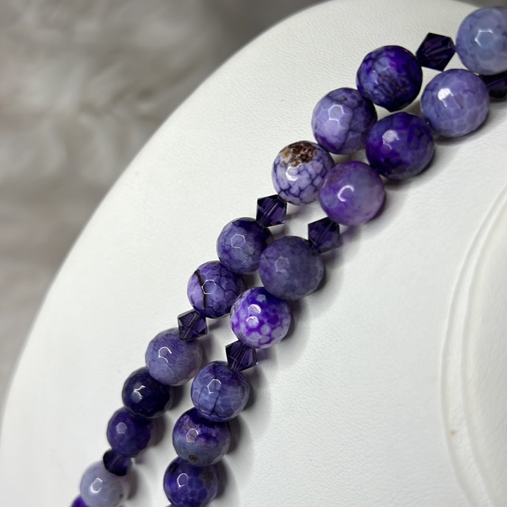 Purple Chalcedony Natural Stone and Sterling Silver Bead Necklace - Picture 4 of 12